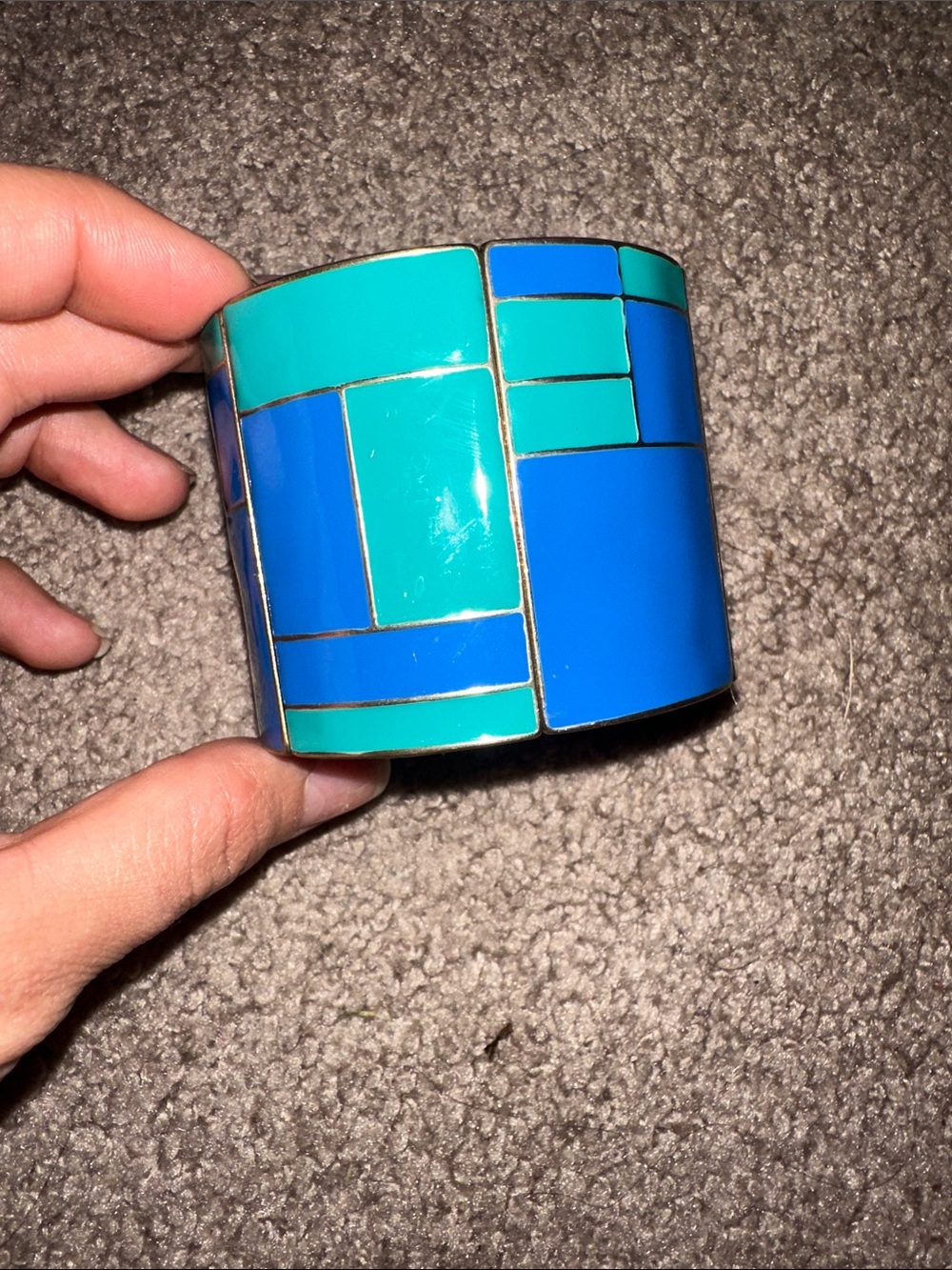 bebe Blue and Teal Enamel Statement Cuff Bracelet - Picture 5 of 6